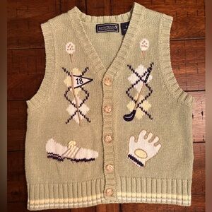Adorable  Golf-Themed Sweater Vest - Kitestrings Soft Knit Vest - 3T